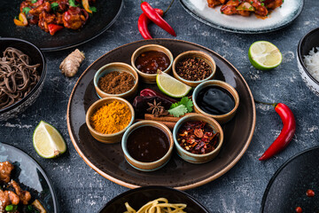 set of spices for Asian cuisine