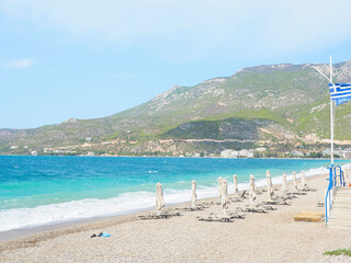 Fototapeta na wymiar Greece Loutraki landscap from the beach