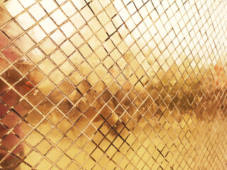 Wall decoration gold mosaic Glossy surface material texture yellow color background