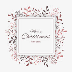 Christmas greeting card with hand drawn decorations. Concept of Xmas background with wishes. Vector