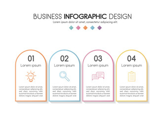Colourful timeline. Infographic with business icons and 4 options. Vector