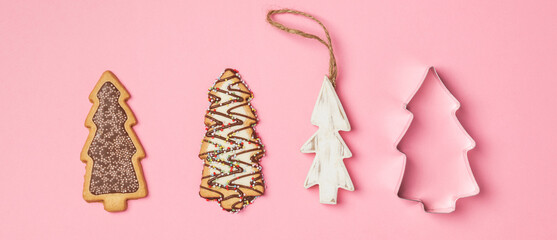 Gingerbread cookies in the shape of a Christmas tree