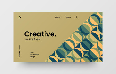 Website screen for responsive web design project development. Abstract geometric pattern banner. Corporate landing page vector illustration template.