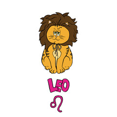 Vector illustration Zodiac cat Leo. For decoration, web-site, ceramics, cover, sticker