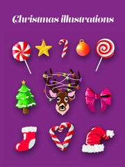 set of Christmas elements high-quality vector