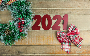 Christmas wreath and numbers 2021.
