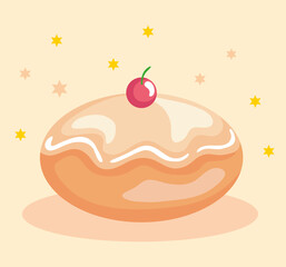 Happy hanukkah sufganiot design, holiday celebration judaism religion festival traditional and culture theme Vector illustration