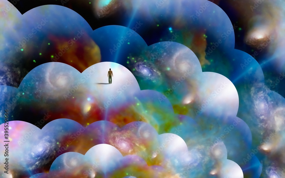 Canvas Prints tiny man in multiverse