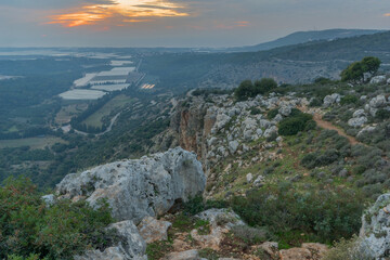 Fototapeta na wymiar Sunset view of Western Galilee landscape