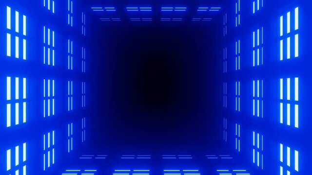 3D motion graphics background, blue technology wireframe seamless 4K loop video animation, science fiction neon lights technology design.