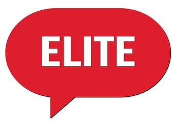 ELITE text written in a red speech bubble