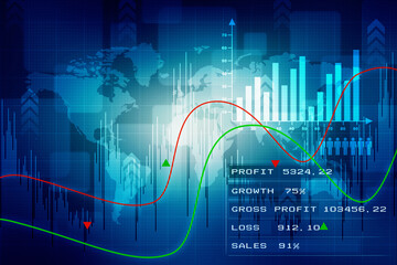 2d rendering Stock market online business concept. business Graph 
