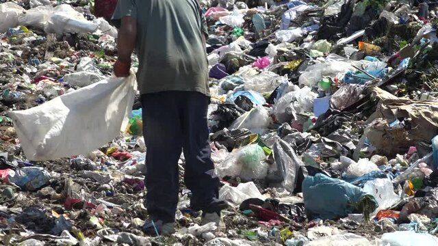 Garbage dump. People will take out the garbage. Ecological catastrophe. land pollution. Uzhhorod. Ukraine - June 22, 2020