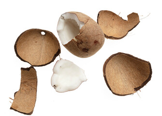 Chopped coconut isolated on a white