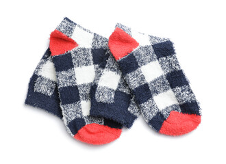Warm socks on white background