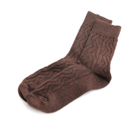 Warm socks on white background