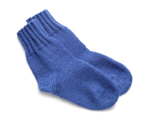 Warm socks on white background