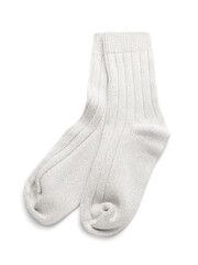 Warm socks on white background