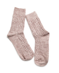 Warm socks on white background