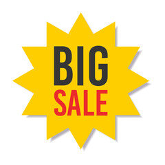 Yellow sale starburst sticker - star edge round label and badge with best offer and discount signs.