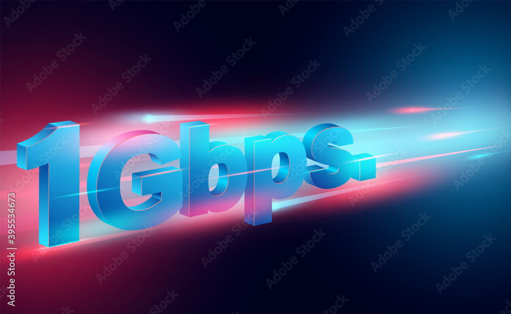 Poster high speed internet concept. 1gbps in global broadband networks speed. isometric flat design vector 