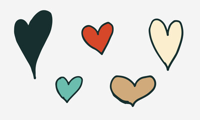 Doodle illustration of heart. Spring season. Hand drawn simple element. St Vaentines or mothers day greeting card