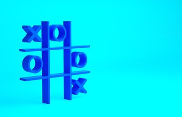 Blue Tic tac toe game icon isolated on blue background. Minimalism concept. 3d illustration 3D render.