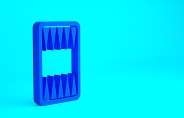 Blue Backgammon board icon isolated on blue background. Minimalism concept. 3d illustration 3D render.