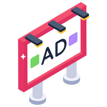 
A large advertisement board in isometric style, ad board 
