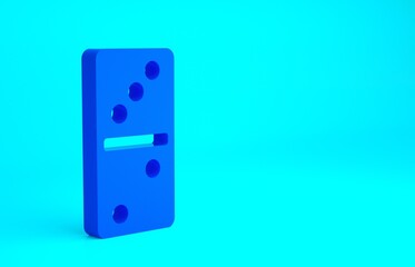 Blue Domino icon isolated on blue background. Minimalism concept. 3d illustration 3D render.