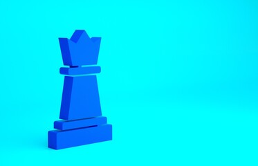 Blue Chess icon isolated on blue background. Business strategy. Game, management, finance. Minimalism concept. 3d illustration 3D render.