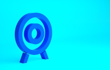Blue Target sport icon isolated on blue background. Clean target with numbers for shooting range or shooting. Minimalism concept. 3d illustration 3D render.