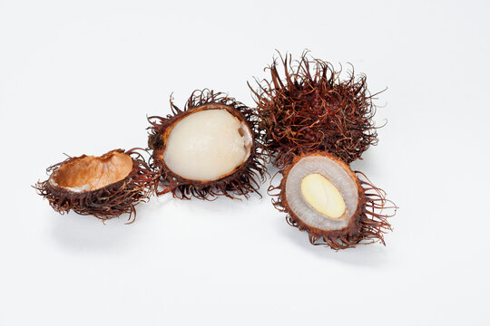 Fresh rambutan on a white background