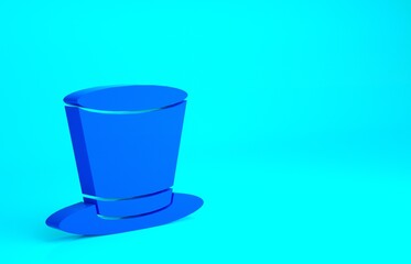 Blue Cylinder hat icon isolated on blue background. Minimalism concept. 3d illustration 3D render.