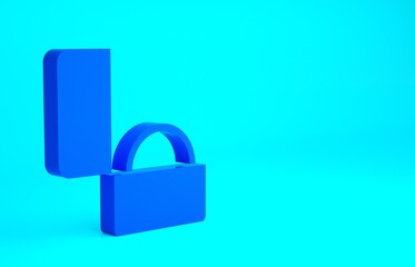 Blue Diamond engagement ring icon isolated on blue background. Minimalism concept. 3d illustration 3D render.