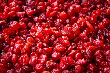 Natural sweets, appetizing dried red cherries