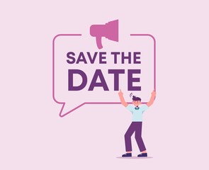 Save the date. Warm pink memory of holiday preserving pleasant moments birthday and wedding joyful date of grandiose event lifetime sudden career breakthrough in work and new vector decisive project.