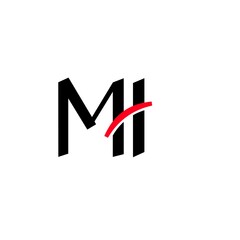 Letter MI logo icon design template elements red and black 