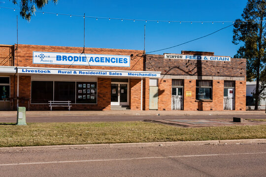 Winton, Australia - July 23, 2011: Local businesses on Elderslie Street