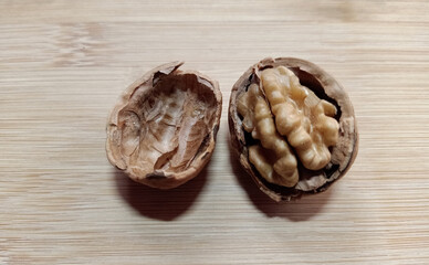 walnuts on a wooden background