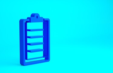 Blue Sport training program or fitness plan icon isolated on blue background. Minimalism concept. 3d illustration 3D render.