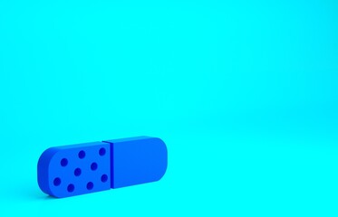 Blue Vitamin complex of pill capsule icon isolated on blue background. Healthy lifestyle. Minimalism concept. 3d illustration 3D render.