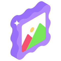 
An editable icon of landscape, isometric vector 
