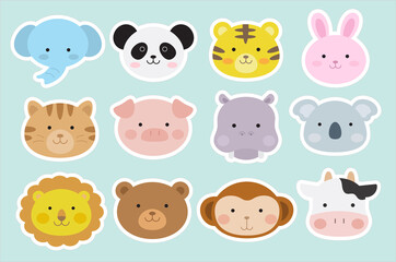 cute animal face sticker