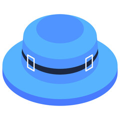 
A beautiful beach hat perfect for summers, editable isometric vector
