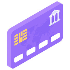  A smart bank card, modern isometric vector 