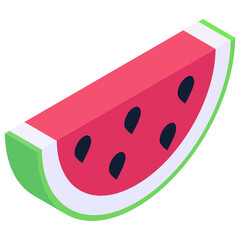
Style of watermelon slice, editable isometric vector 
