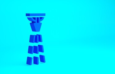 Blue Fire sprinkler system icon isolated on blue background. Sprinkler, fire extinguisher solid icon. Minimalism concept. 3d illustration 3D render.