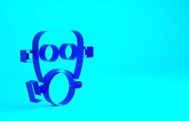 Blue Gas mask icon isolated on blue background. Respirator sign. Minimalism concept. 3d illustration 3D render.