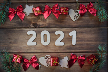 Christmas or New year 2021 border, banner, poster, background.	
